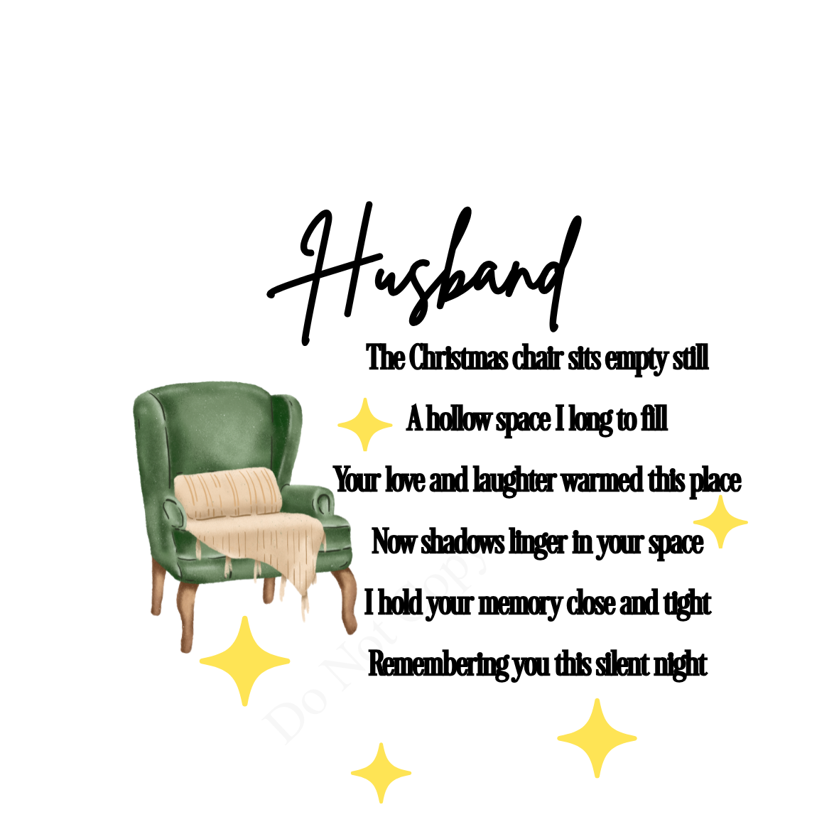UV-DTF Transfer - Christmas chair with beautiful poem for Woodform 10cm tall baubles
