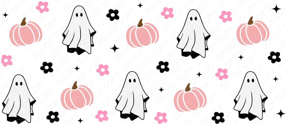 UV-DTF Transfer - Cup Wrap for 16oz Libby Cup - Cute Ghosts & Pumpkins
