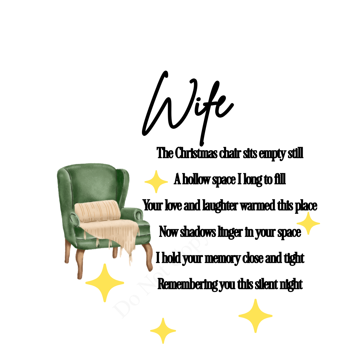 UV-DTF Transfer - Christmas chair with beautiful poem for Woodform 10cm tall baubles