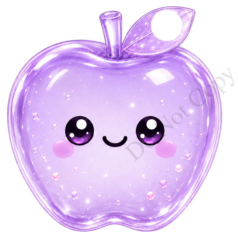 UVDTF Transfer - Cartoon Squishy Apple Cute Keyring Design Plain Version