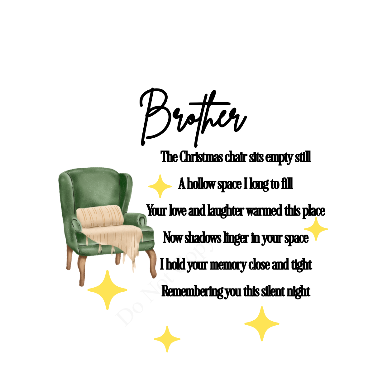 UV-DTF Transfer - Christmas chair with beautiful poem for Woodform 10cm tall baubles