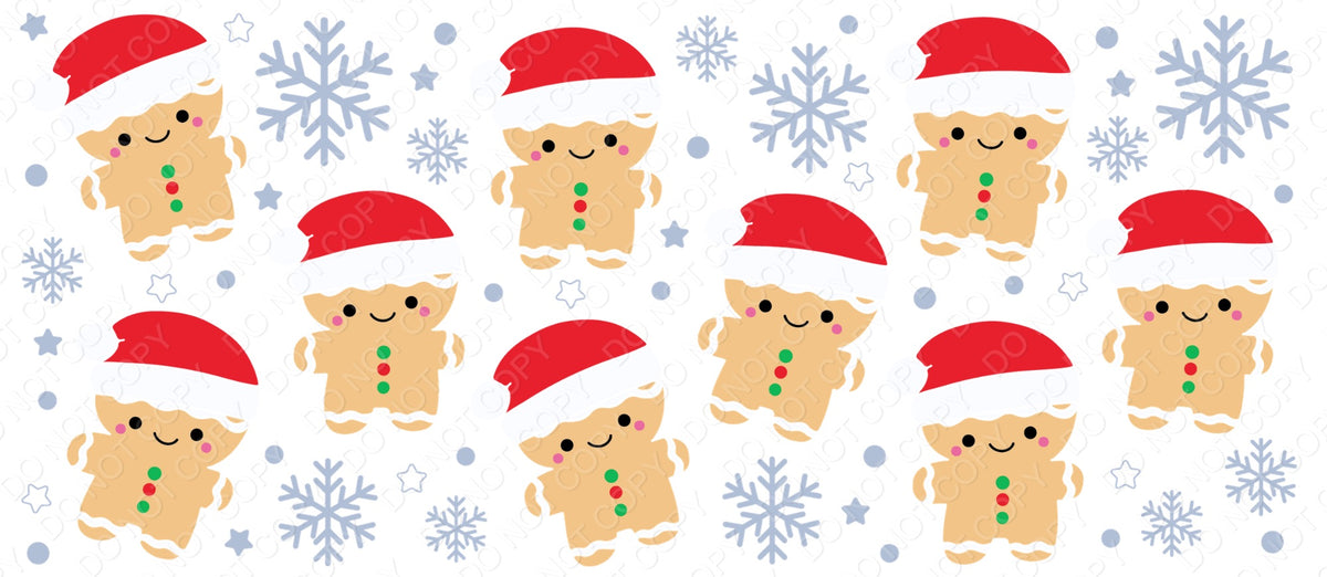 UV-DTF Transfer - Cup Wrap for 16oz Libby Cup - Gingerbread and Snowflakes