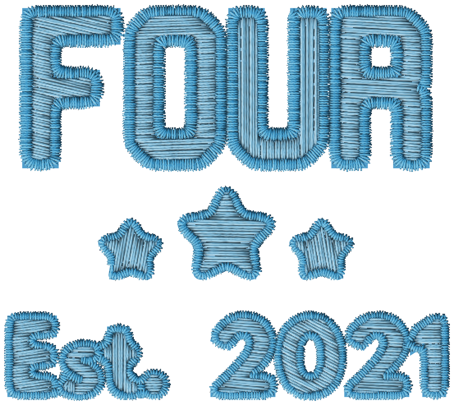 DTF Transfer - Blue Embroidered Style, Birthday Ages (1-10)
