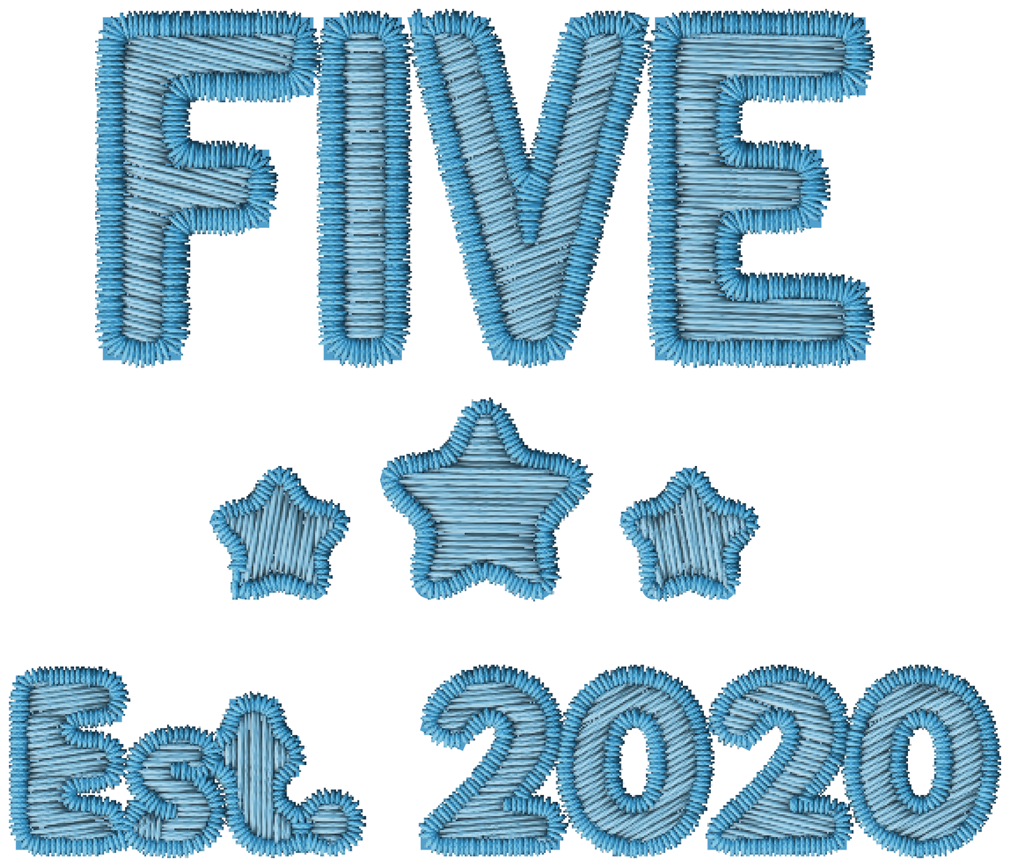 DTF Transfer - Blue Embroidered Style, Birthday Ages (1-10)