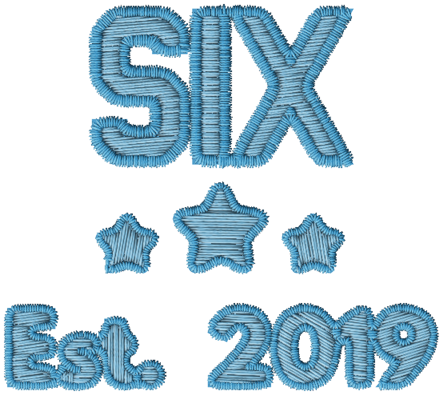 DTF Transfer - Blue Embroidered Style, Birthday Ages (1-10)