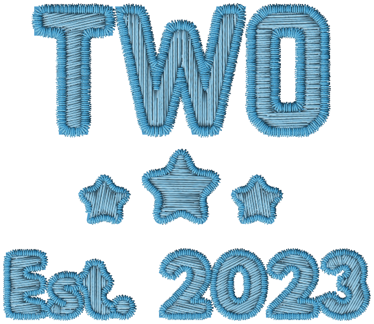 DTF Transfer - Blue Embroidered Style, Birthday Ages (1-10)