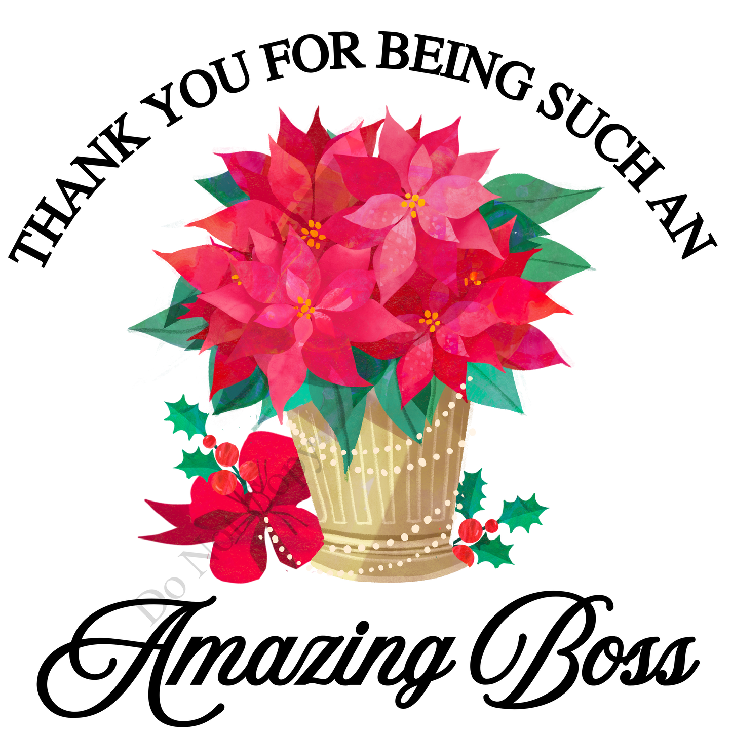 UV-DTF Transfer - Watercolour flower design (Christmas version) with choice of quotes. 10, 8 and 6cm versions