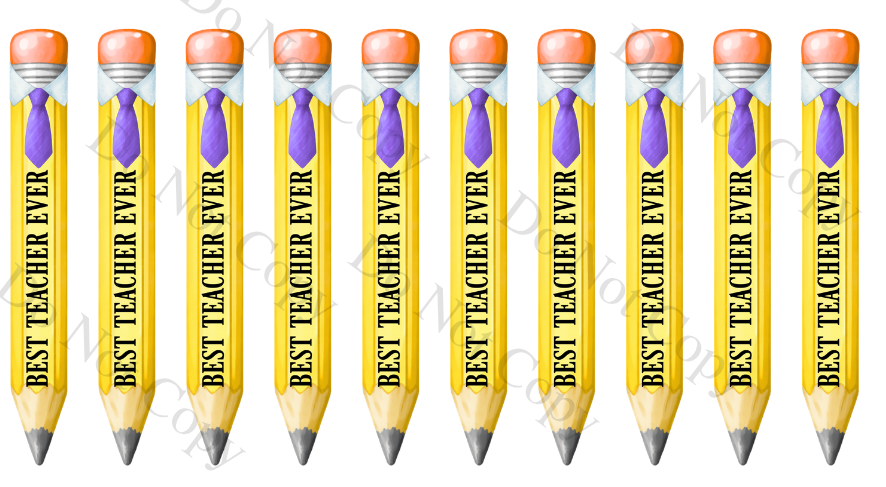 UV-DTF Transfer - Sheet of Best (Male) Teacher Ever Pencil designs in UVDTF