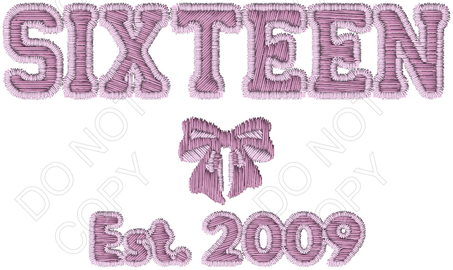 DTF Transfer - Pink Embroidered Style, Birthday Ages (13 to 30)