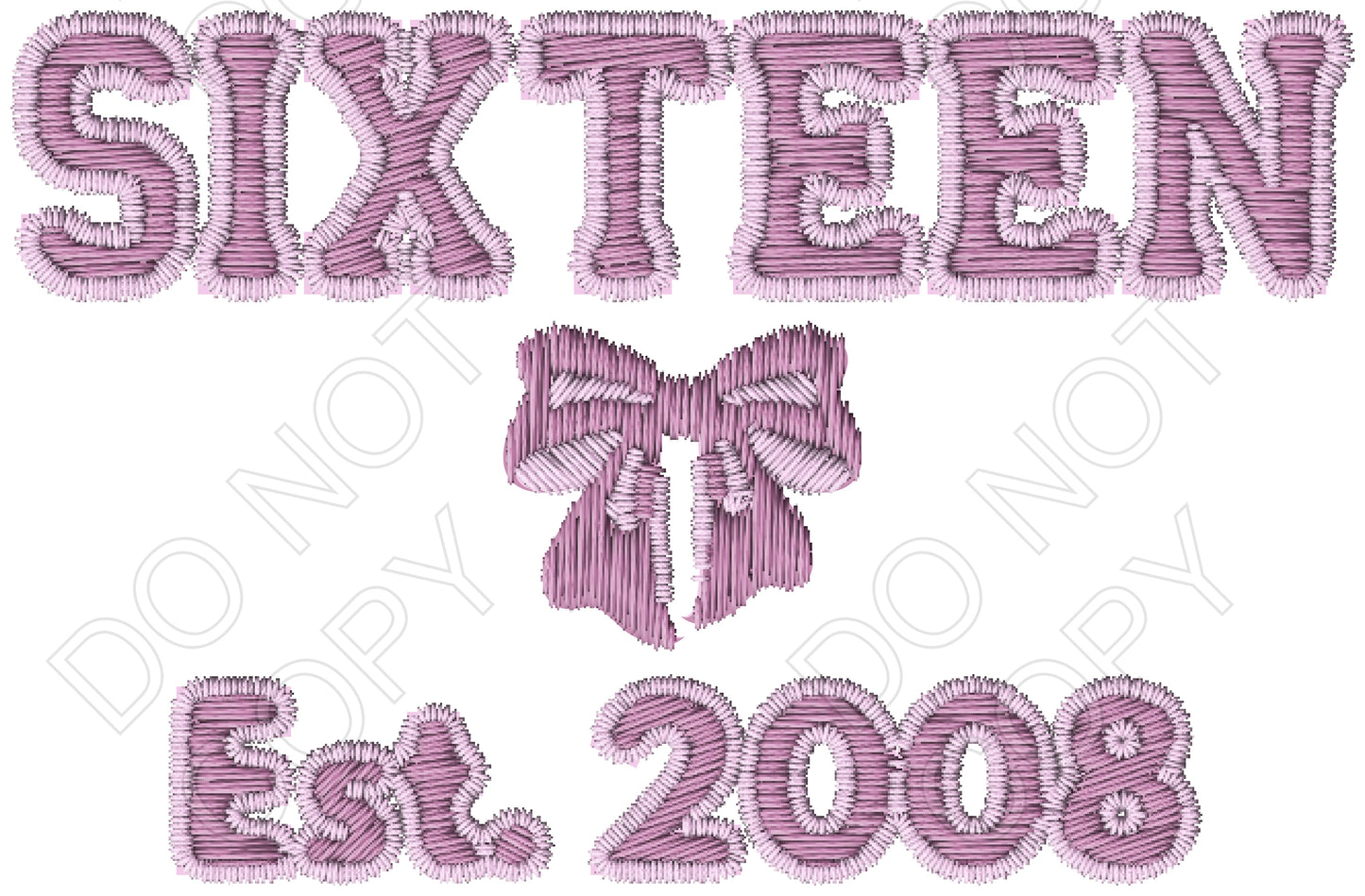 DTF Transfer - Pink Embroidered Style, Birthday Ages (13 to 30)