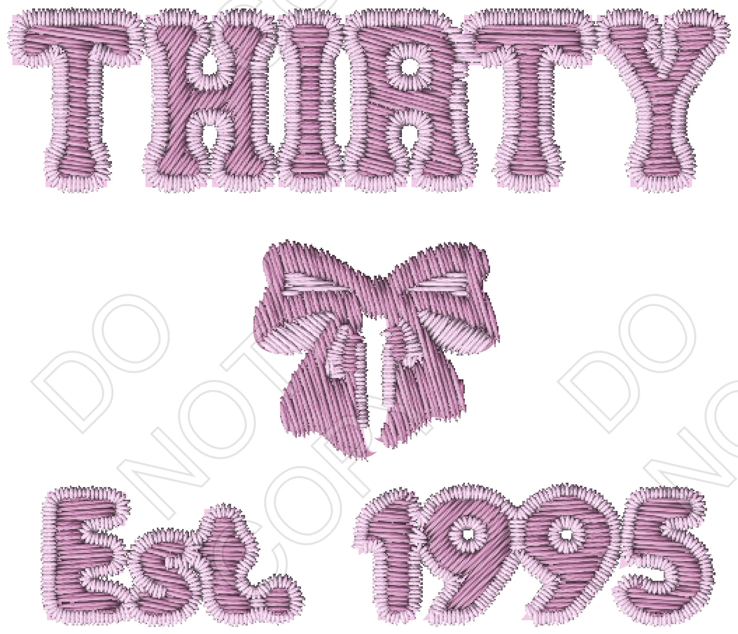 DTF Transfer - Pink Embroidered Style, Birthday Ages (13 to 30)