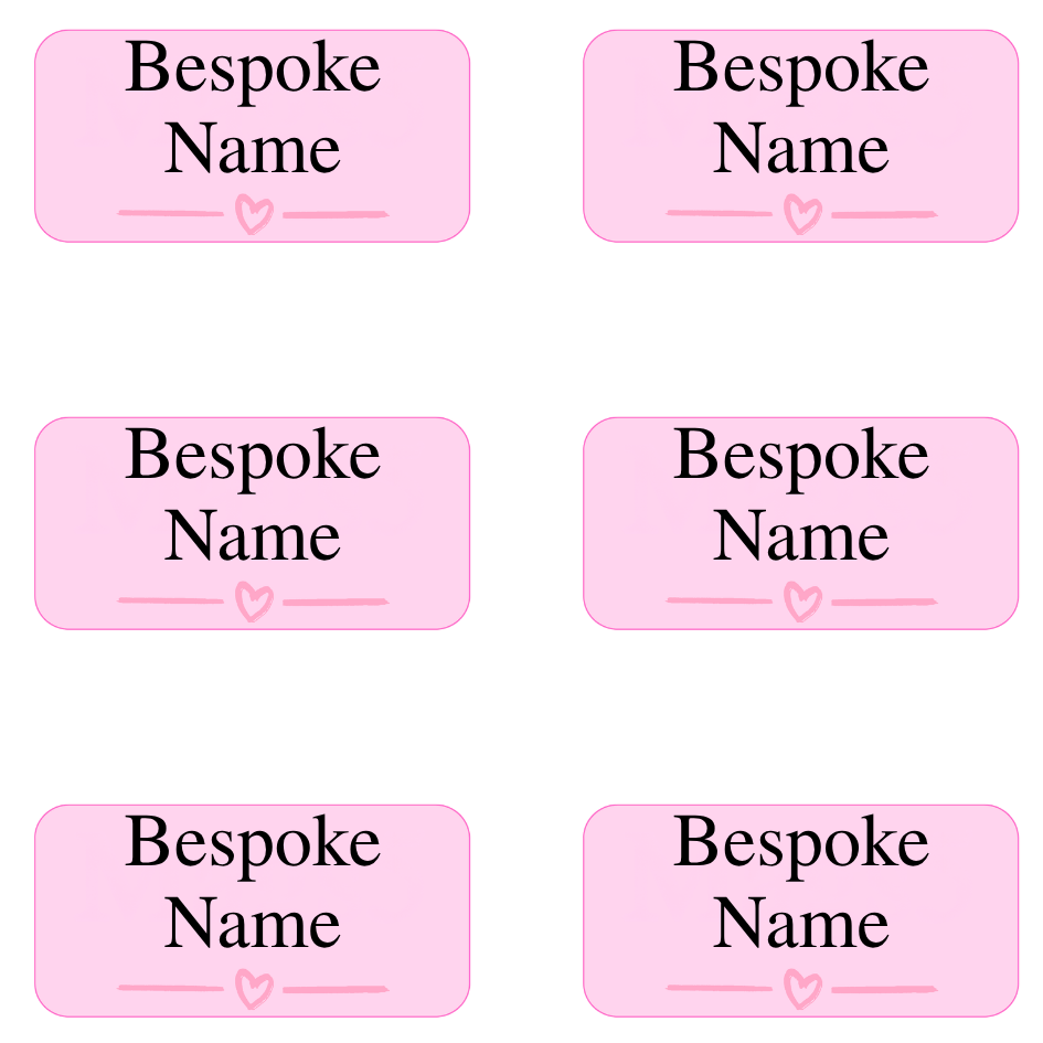 UV-DTF Transfer - Pack of 6 Labels for Children's Cups etc - Pink Heart Design (Bespoke)