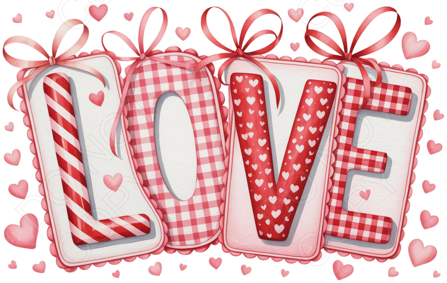 DTF Transfer - Love Rectangle with Red Hearts