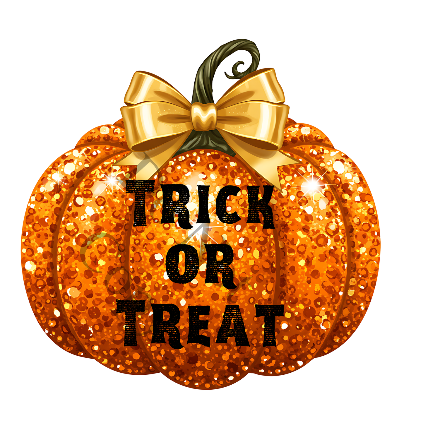 DTF Transfer - Halloween Glittery Pumpkin Trick or Treat bag/tshirt design