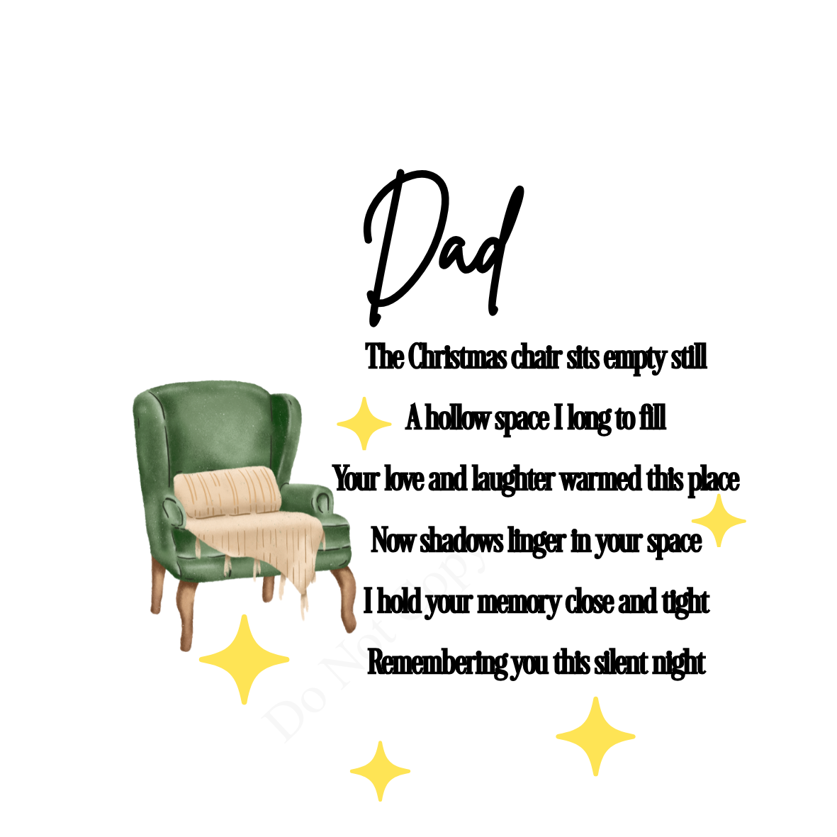 UV-DTF Transfer - Christmas chair with beautiful poem for Woodform 10cm tall baubles