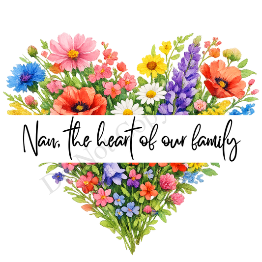 UVDTF Transfer - Beautiful mothers day Heart of our family design with choice of names