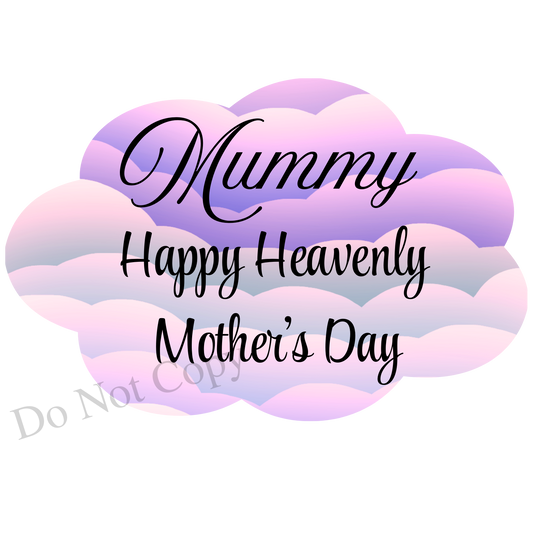 UVDTF Transfer - Beautiful Cloud Mothers Day Memorial Design for Solar Lights (Choice of Names and Colours)