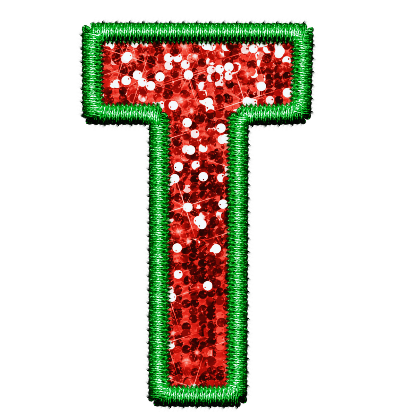 DTF Transfer - Green and Red Embroidery Style Glitter Alphabet for Christmas Sacks Bespoke for you to add a Name (Copy)