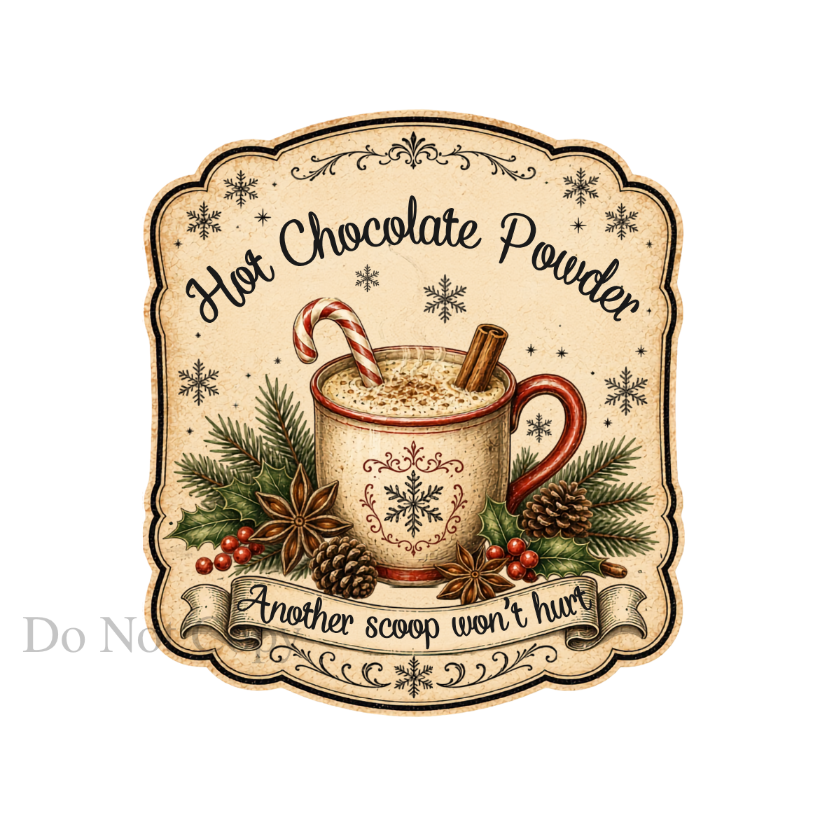 UV-DTF Transfer - Set of 3 vintage Christmas hot chocolate station designs.
