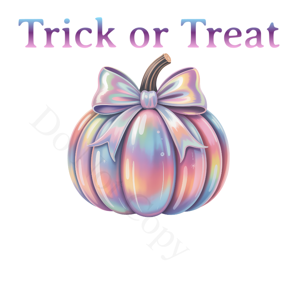 DTF Transfer - Halloween Pastel Pumpkin Trick or Treat bag/tshirt design