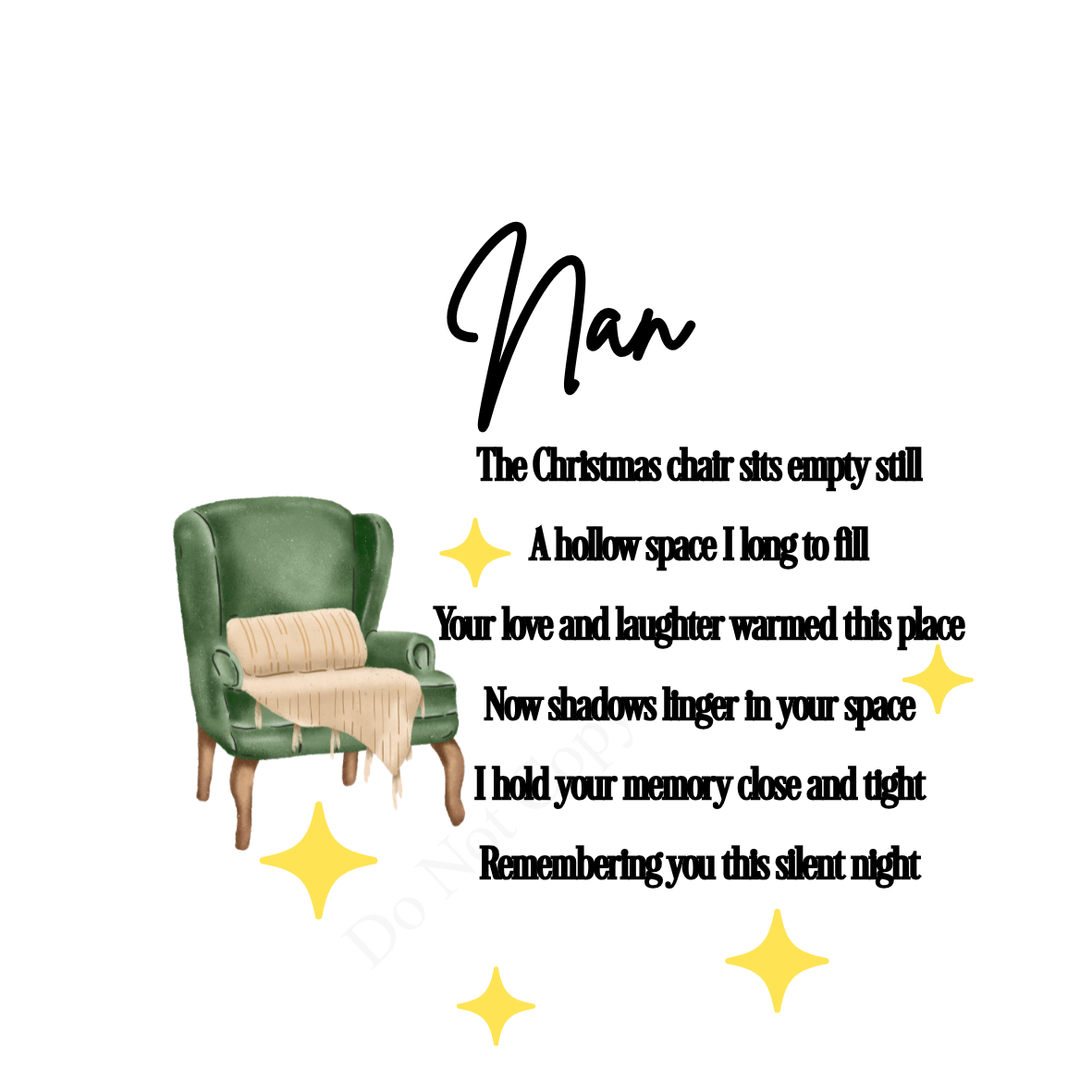 UV-DTF Transfer - Christmas chair with beautiful poem for Woodform 10cm tall baubles