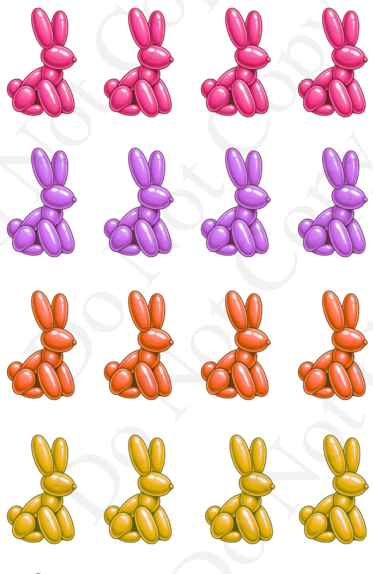 UV-DTF Transfer - Sheet of Easter Balloon Bunnies (12 x 3.5cm tall) Vivid colours