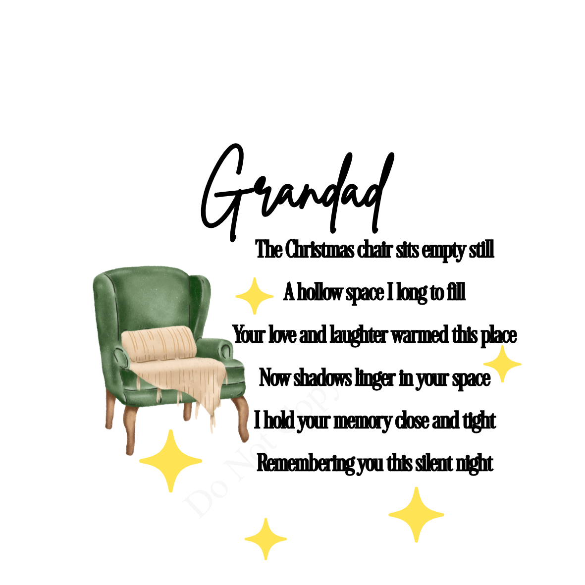 UV-DTF Transfer - Christmas chair with beautiful poem for Woodform 10cm tall baubles