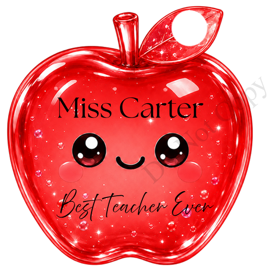 UVDTF Transfer - Cartoon Squishy Apple Cute Keyring Design Best Teacher Bespoke Version