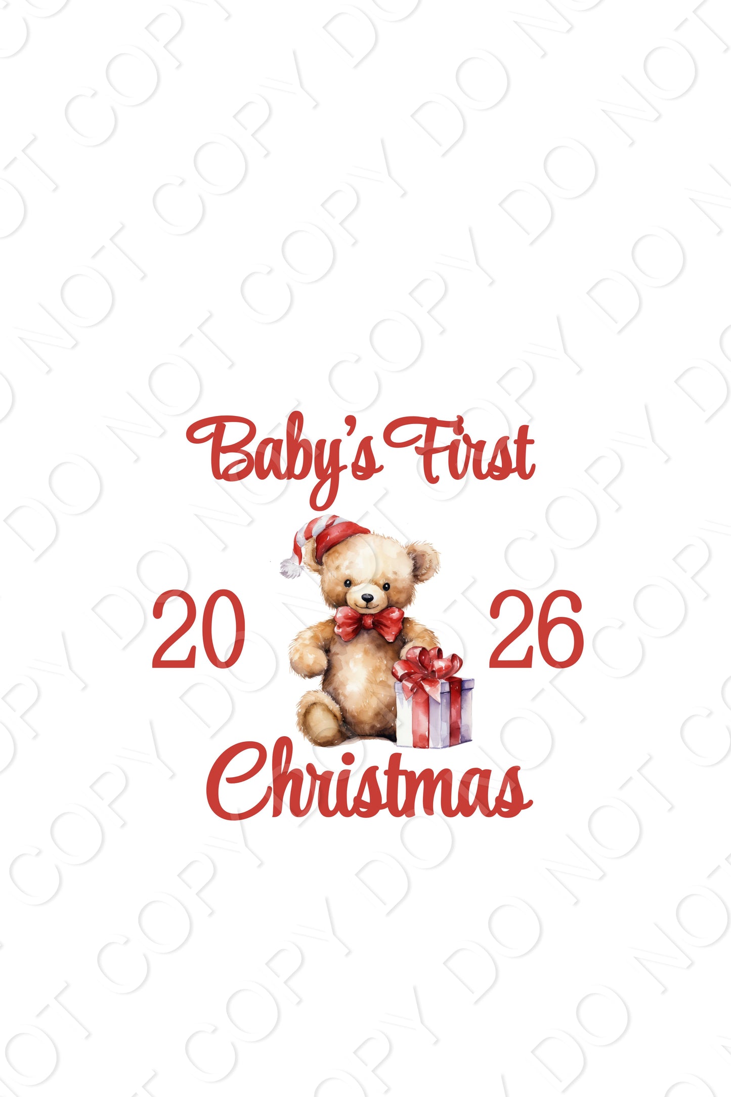 UV-DTF Transfer - Red Bear Baby's First Christmas design for Woodform and Craft Shapes Direct 10cm tall bauble