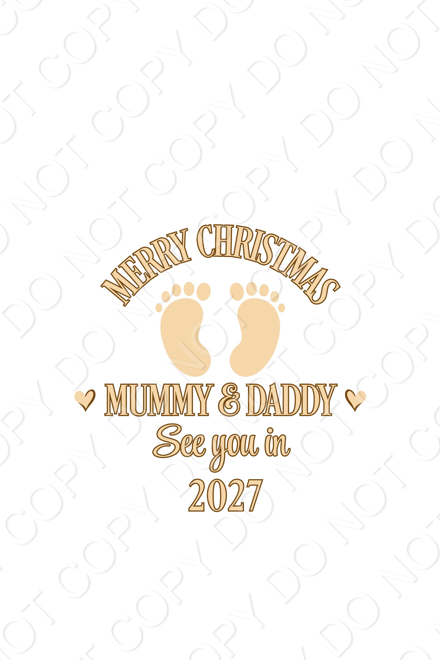 UV-DTF Transfer - Mummy and Daddy see you in 2027 for Woodform and Craft Shapes Direct 10cm tall bauble