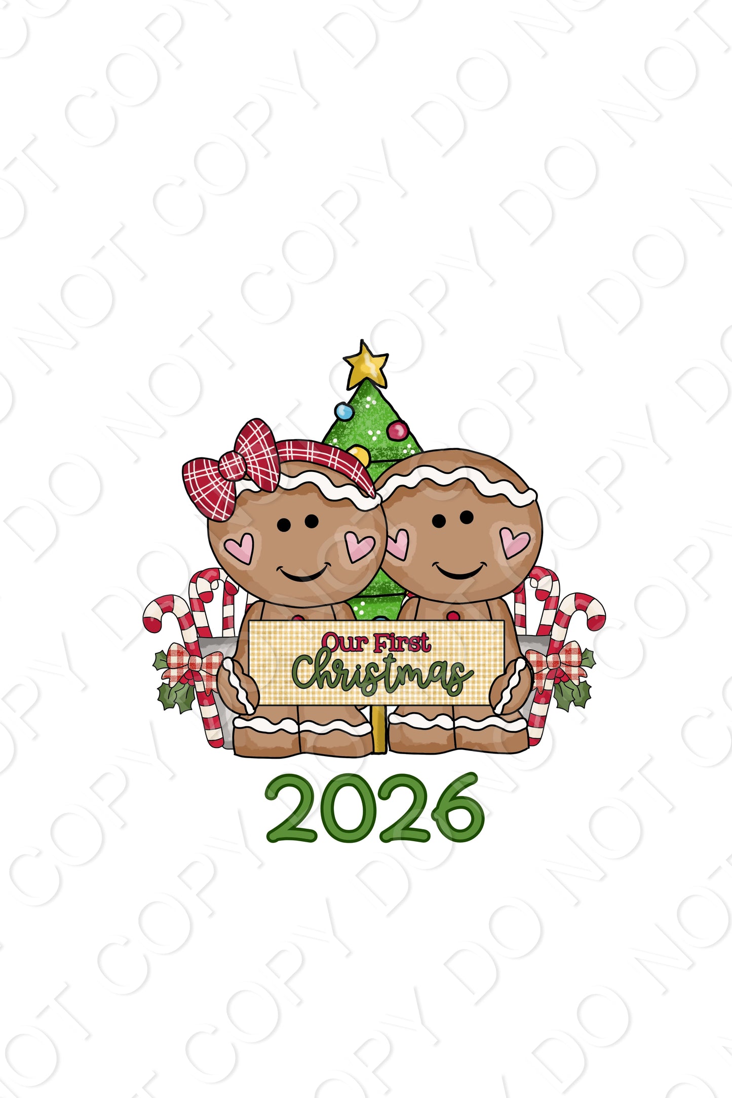 UV-DTF Transfer - Cute retro gingerbread Our First Christmas for Woodform and Craft Shapes Direct 10cm tall baubles