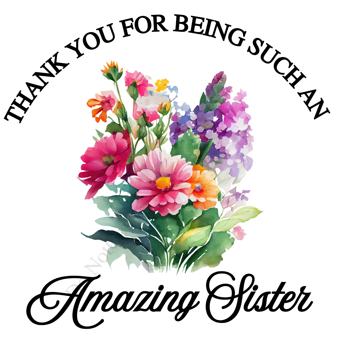 UV-DTF Transfer - Watercolour flower design with choice of quotes. 10, 8 and 6cm versions
