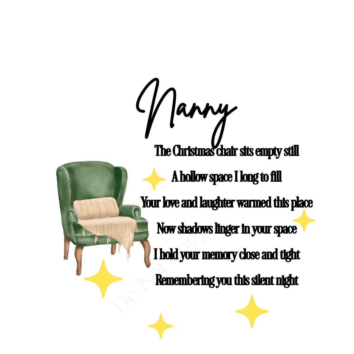 UV-DTF Transfer - Christmas chair with beautiful poem for Woodform 10cm tall baubles