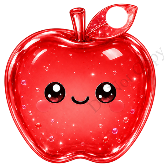 UVDTF Transfer - Cartoon Squishy Apple Cute Keyring Design Plain Version