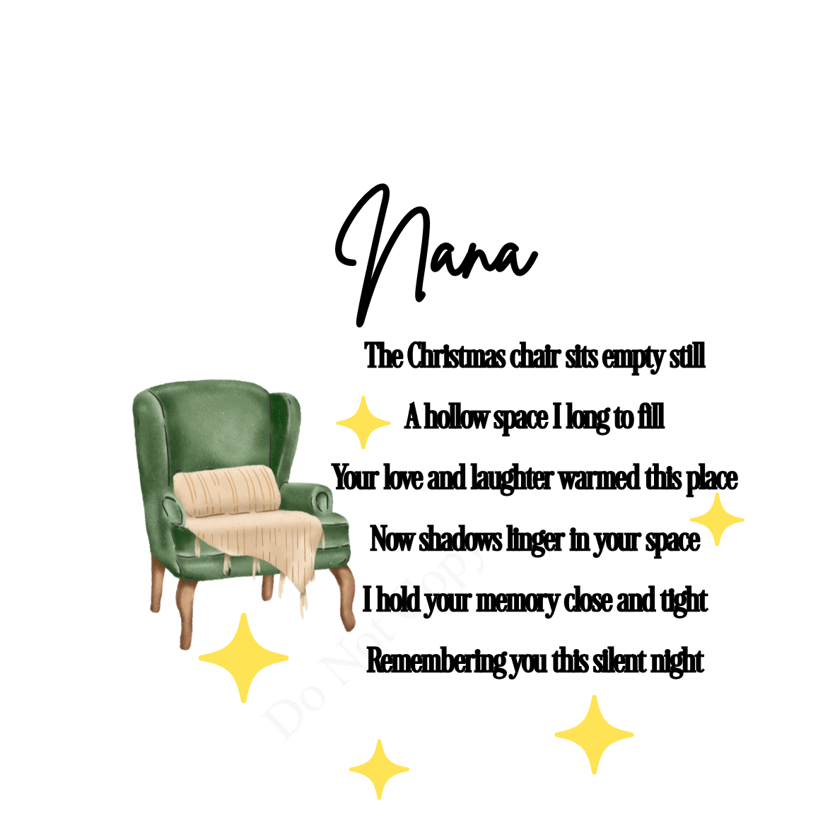 UV-DTF Transfer - Christmas chair with beautiful poem for Woodform 10cm tall baubles