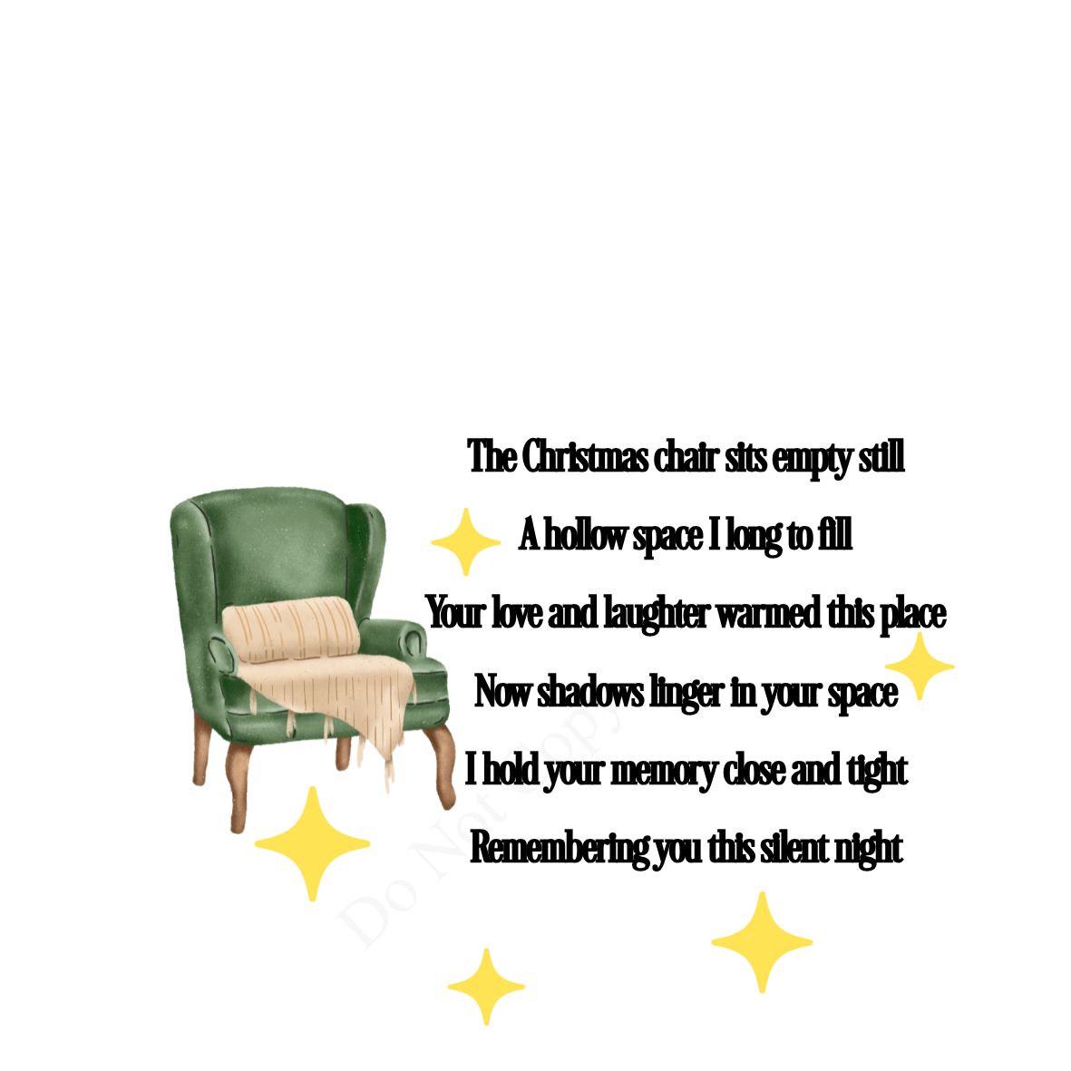 UV-DTF Transfer - Christmas chair with beautiful poem for Woodform 10cm tall baubles
