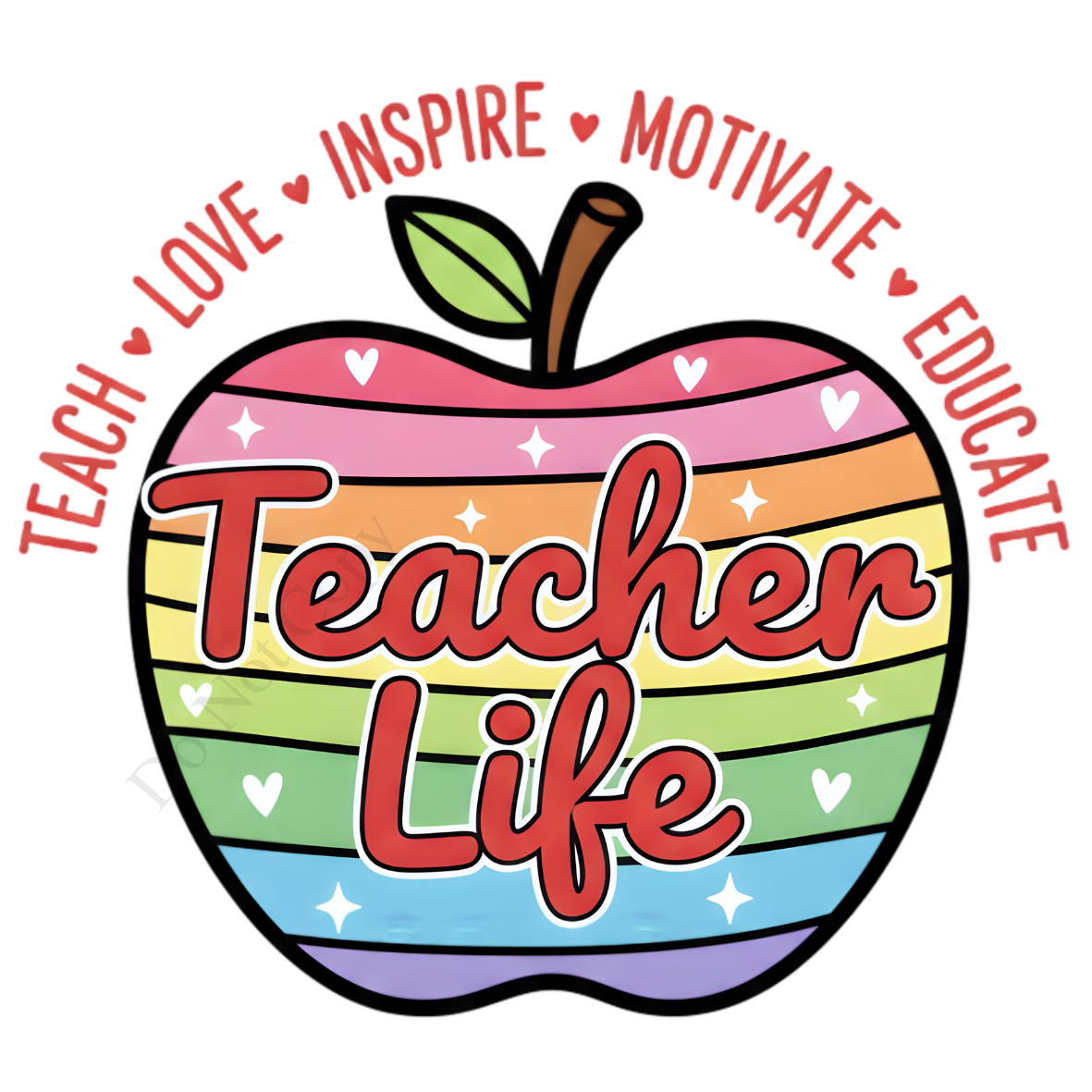 UVDTF Transfer - Teachers Life Apple design 6cm or 10cm tall.