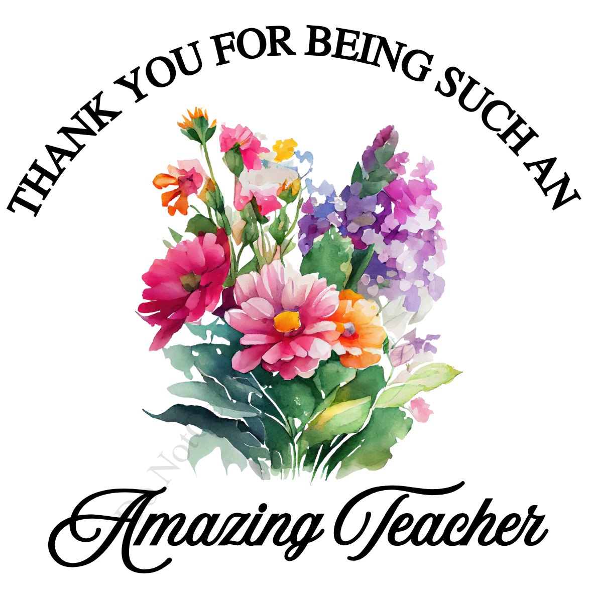 UV-DTF Transfer - Watercolour flower design with choice of quotes. 10, 8 and 6cm versions