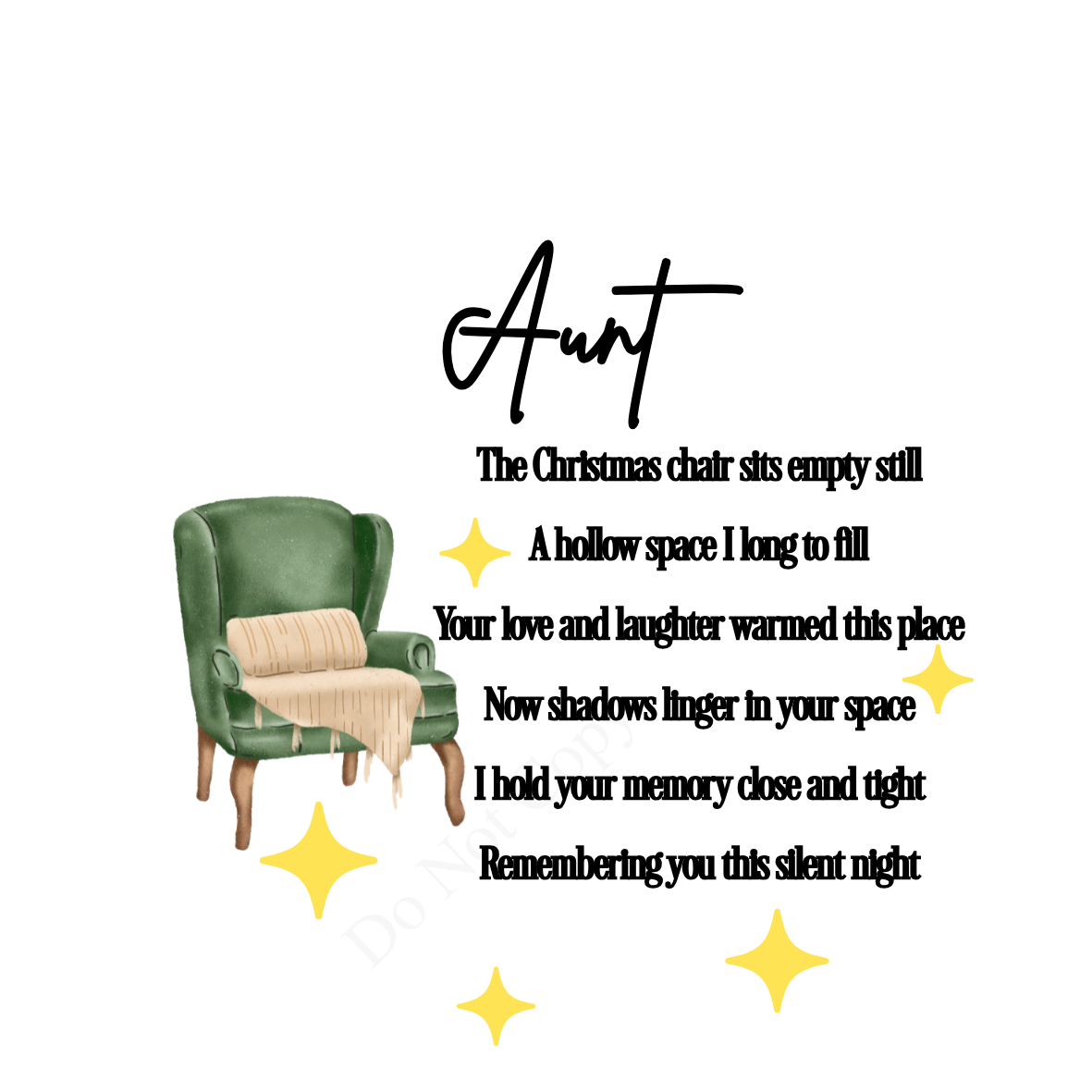 UV-DTF Transfer - Christmas chair with beautiful poem for Woodform 10cm tall baubles