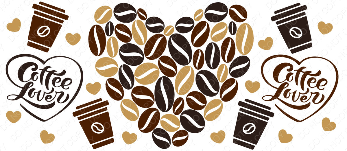 UV-DTF Transfer - Cup Wrap for 16oz Libby Cup - Coffee Lover Design