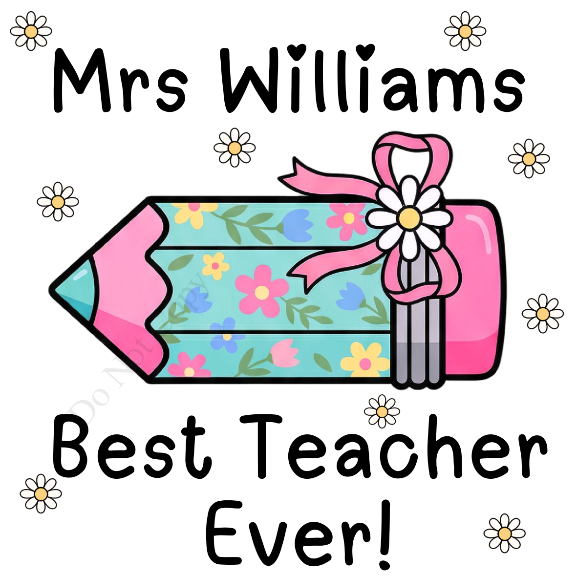 UVDTF Transfer - Cute Vibrant Bespoke Teacher UVDTF Design. 6cm tall