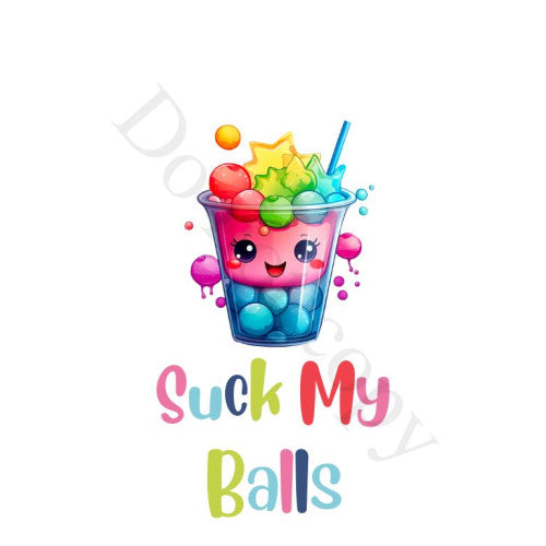 UV-DTF Transfer for Boba Tea Keyring - Style 1 - Suck My Balls