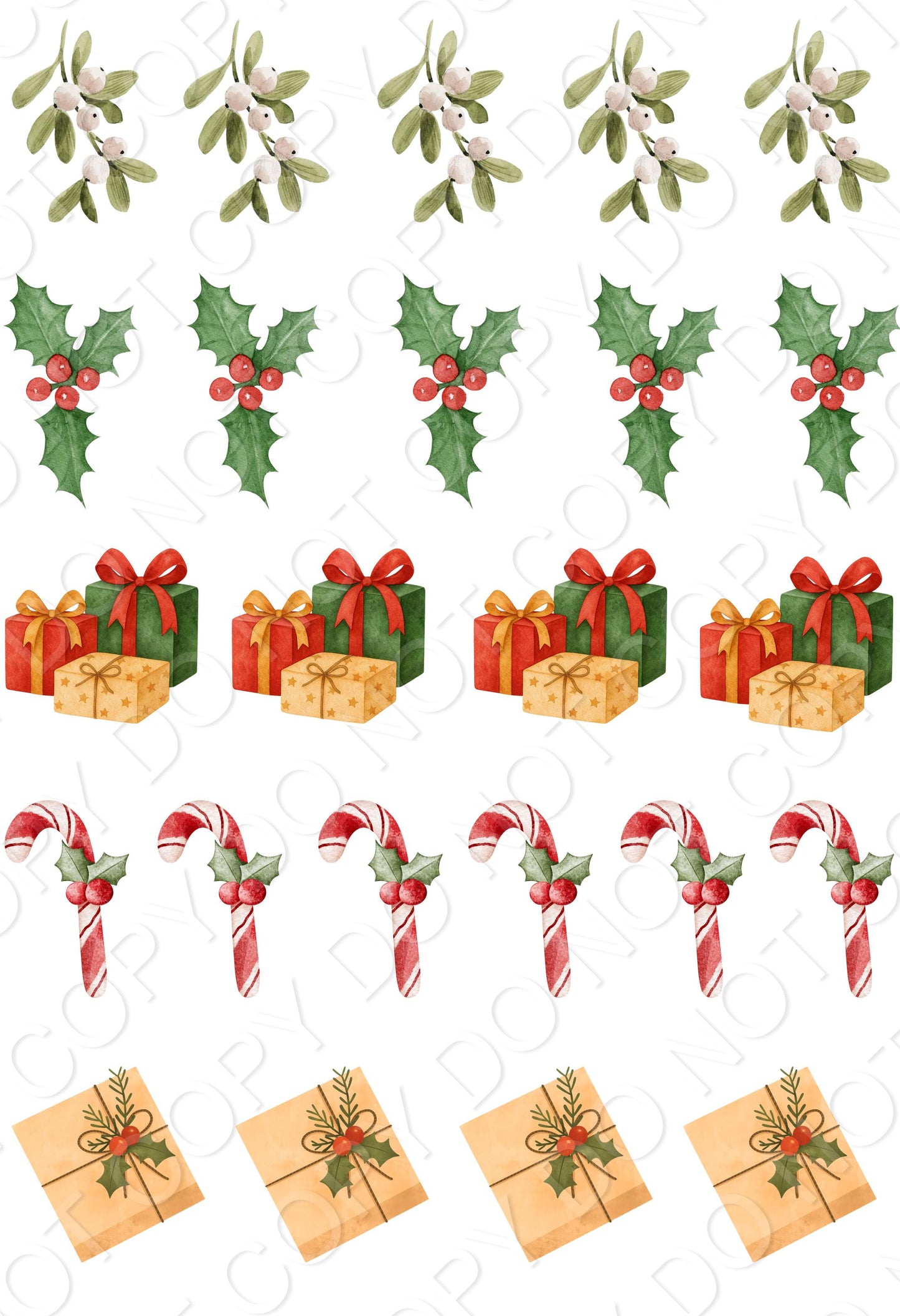 UV-DTF Transfer - 19x13cm Sheet of Christmas Designs (2026 Style 2 - Traditional)