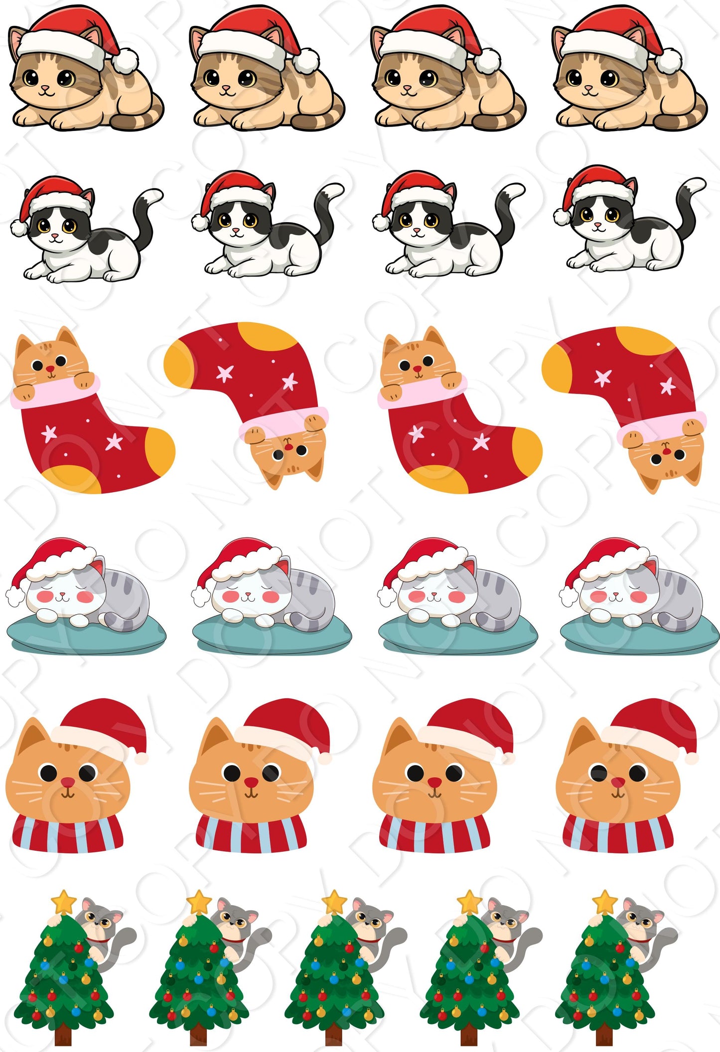 UV-DTF Transfer - 19x13cm Sheet of Christmas Designs (2026 Style 2 - Cats)