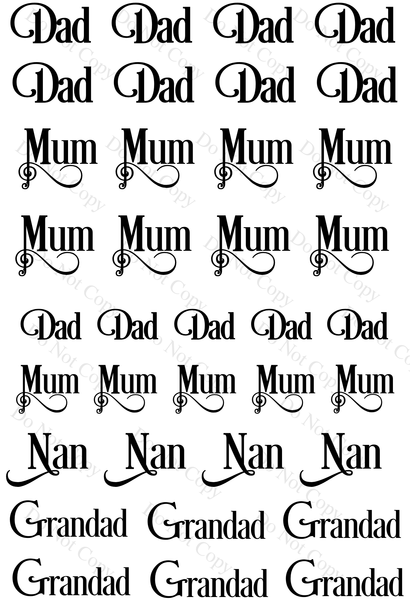 UV-DTF Transfer - Christmas Font Name Sheet Style 1