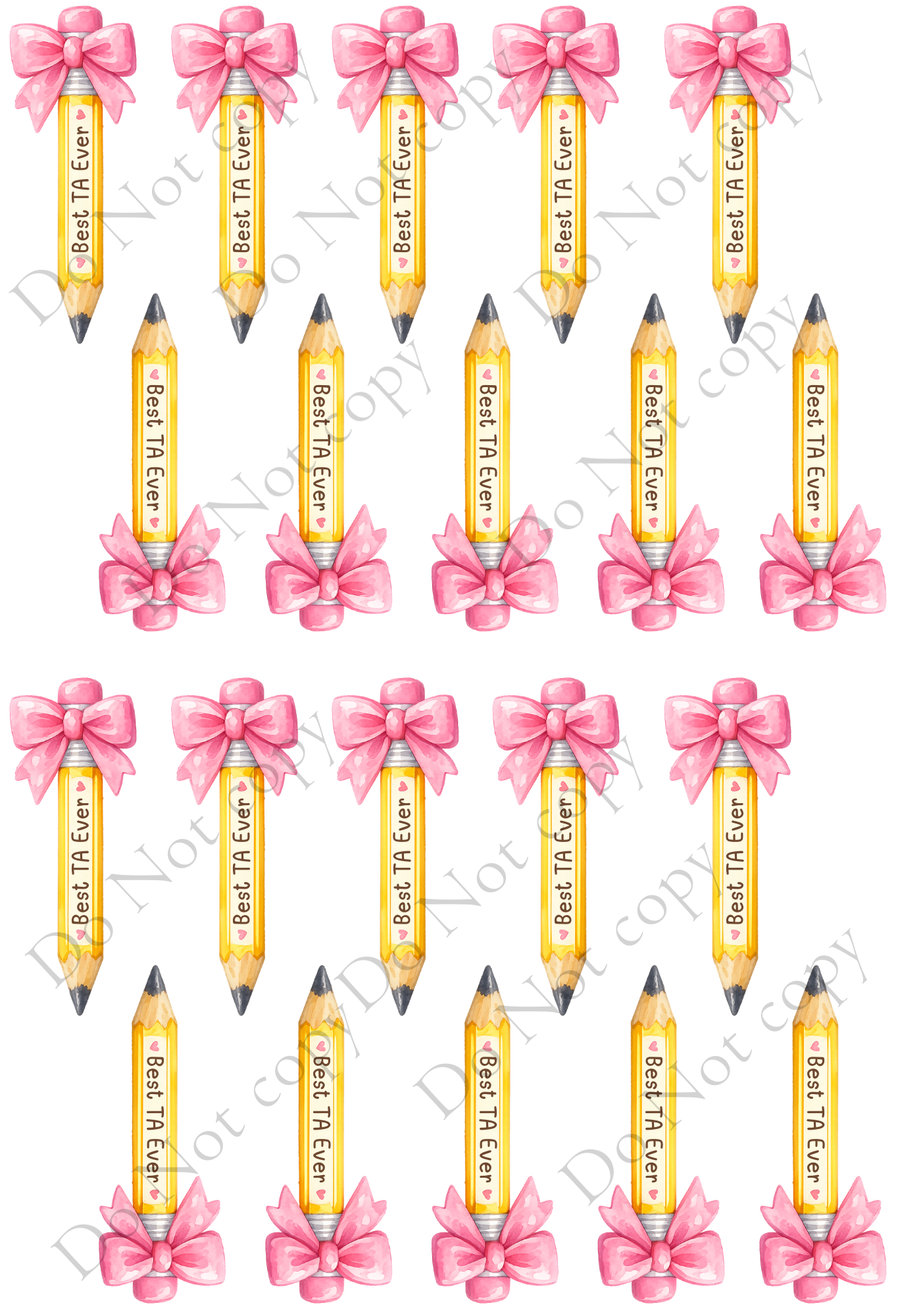 UV-DTF Transfer - Sheet of Best Teacher Ever Pencil and Best TA Ever designs in UVDTF