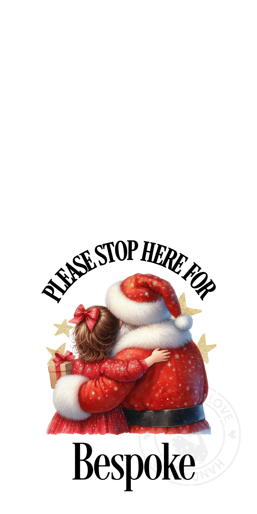 UV-DTF Transfer - Bespoke Santa and child Santa stop here designs for Woodform Crafts Door hangers