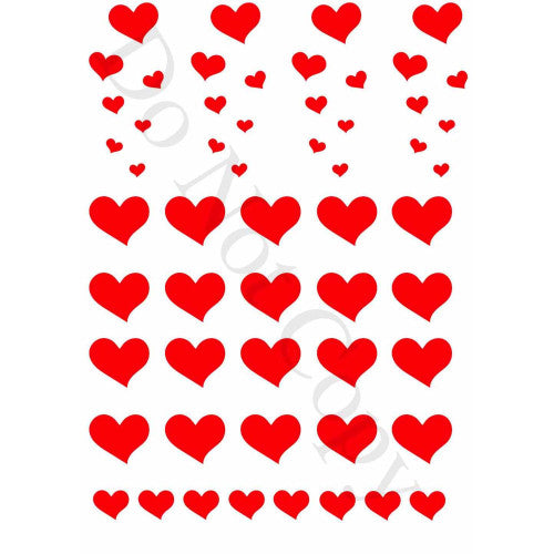 Style 22 - Mixed Sized Red Hearts Sheet of Mix and Match UV-DTF Designs