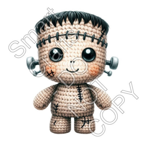 UV-DTF Transfer for Square Keyring - Halloween Crochet