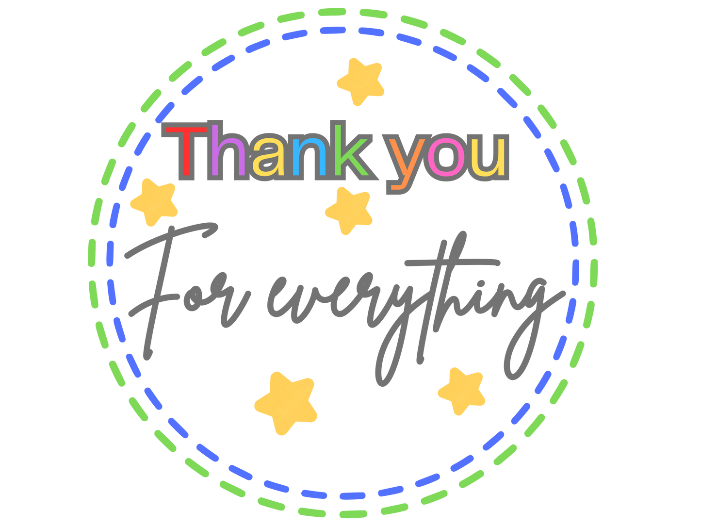UV-DTF Transfer - Thank you for everything design 6cm tall
